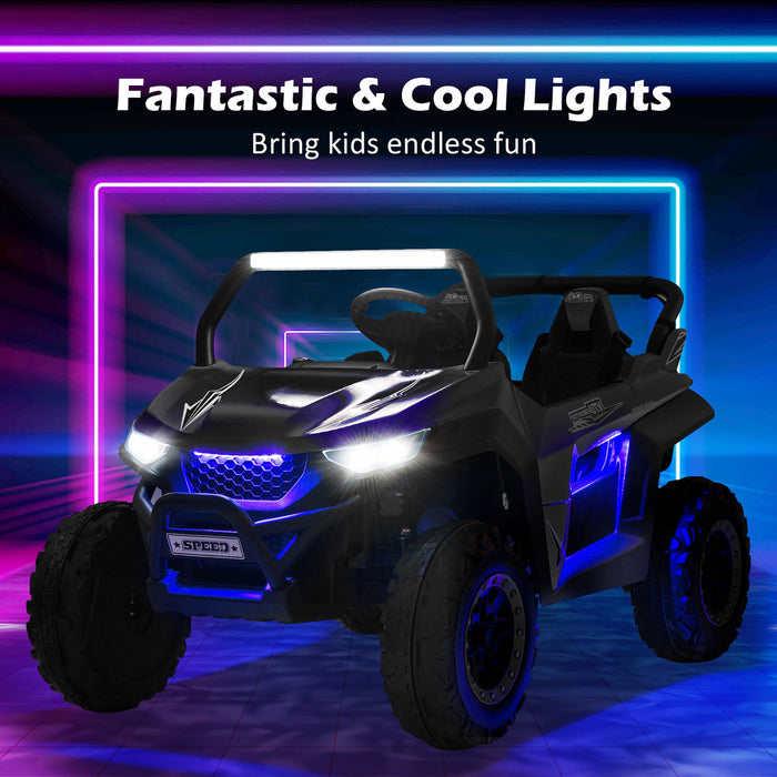 Voiture Electrique 12v Pour Enfant, 2 Modes De Conduite, Avec Telecommande Effets Sonores Lumineux, Vehicule Tout Terrain Avec 2 Sieges Pour Enfant 3-8 Ans, Charge 59kg, 118x74x71cm, Noir/rose