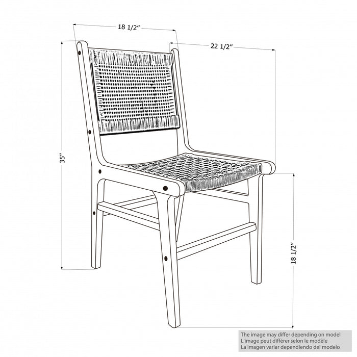 Ensemble de 2 chaises de salle à manger Agave en rotin et en teck - rotin et naturel
