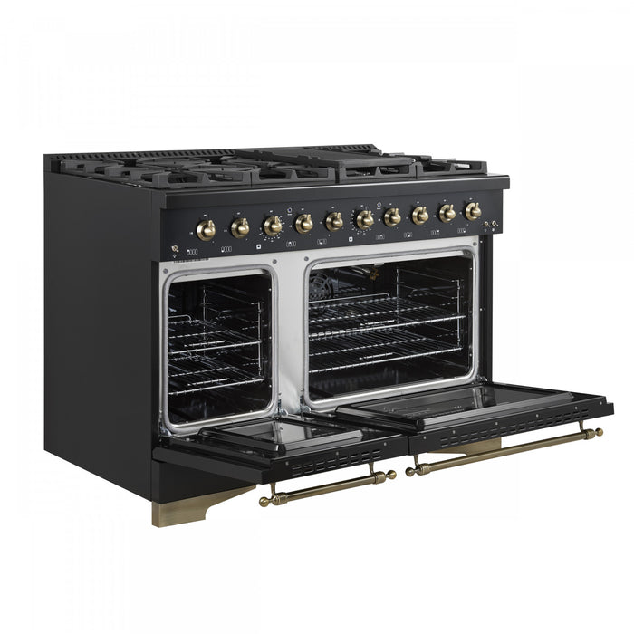 Cuisiniere a gaz Antico de 48\", noire,avec double four – FFSGS6219-48BLK
