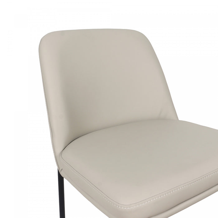 Tabouret de comptoir contemporain Loft en cuir vegetalien et metal, gris pierre - Lot de 2