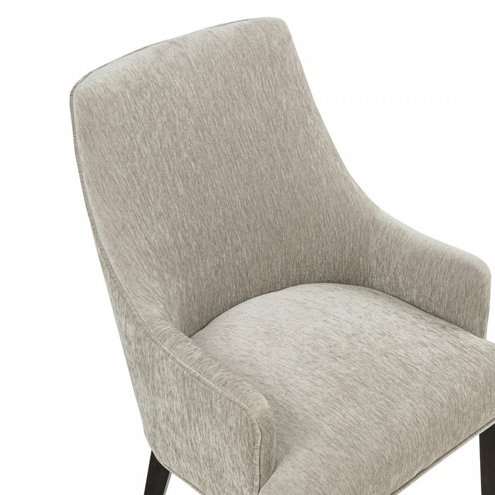 Fauteuil moderne Beever en bois et chenille taupe - Lot de 2