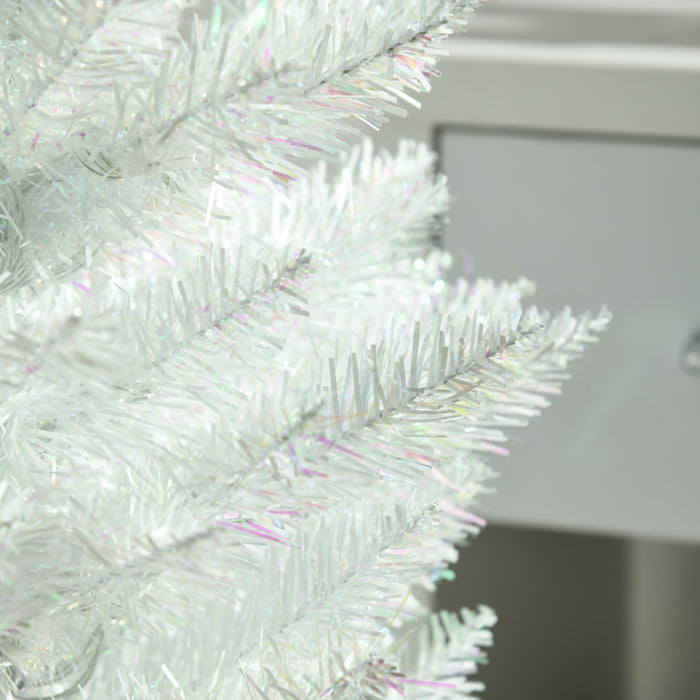 Homcom Sapin De Noel Artificiel De 6 Pi Avec Lumieres Led Colorees, Blanc