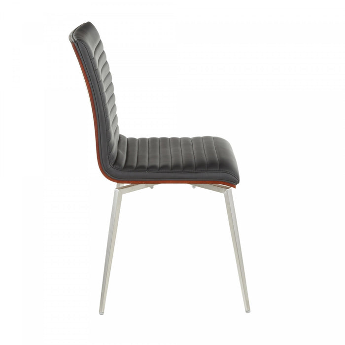 Chaise d’appoint de salle à manger pivotante contemporaine Mason en similicuir noir - ensemble de 2