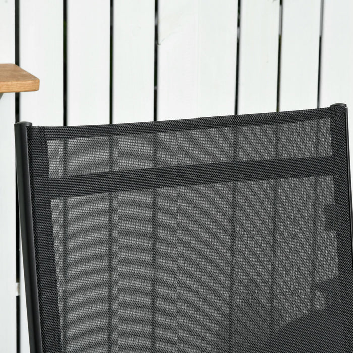 Outsunny Lot De 2 Chaise Longue, Chaises De Piscine Avec Deux Roues, Noir