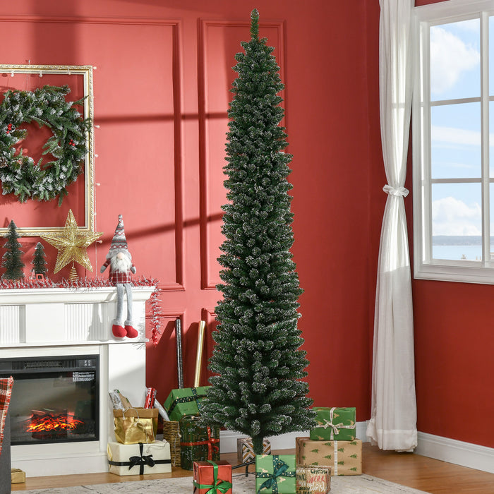 Homcom 7.5ft Artificielle Neige Crayon Trempe Sapin De Noel Vert