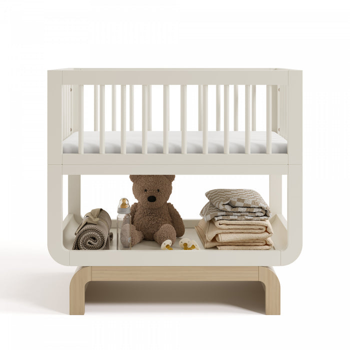 Storkcraft Santorini Berceau convertible 3-en-1 de luxe - Avoine avec bois clair