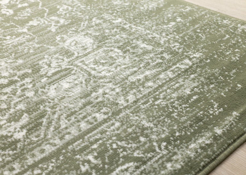 Tapis Florence vert et blanc elegant et classique, 5'3\" x 7'4\"