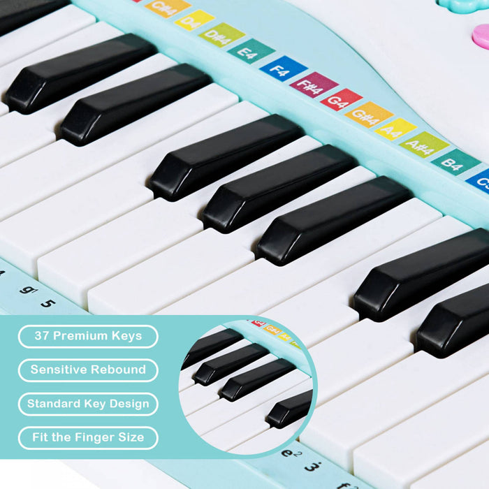Costway Clavier Piano Electronique 37 Touches, Instrument de Musique - Bleu