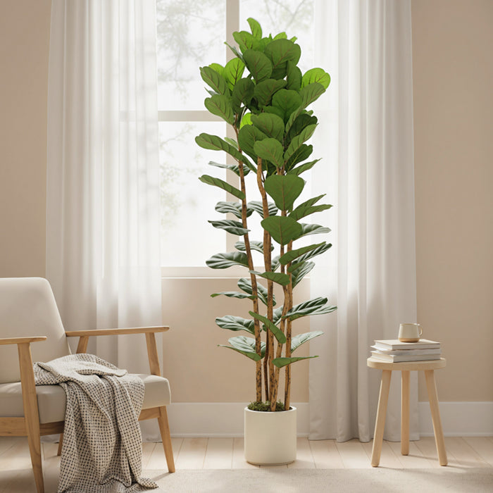 HOMCOM Faux Figuier Lyre, Arbre Artificiel 6\" pour Decor Interieur