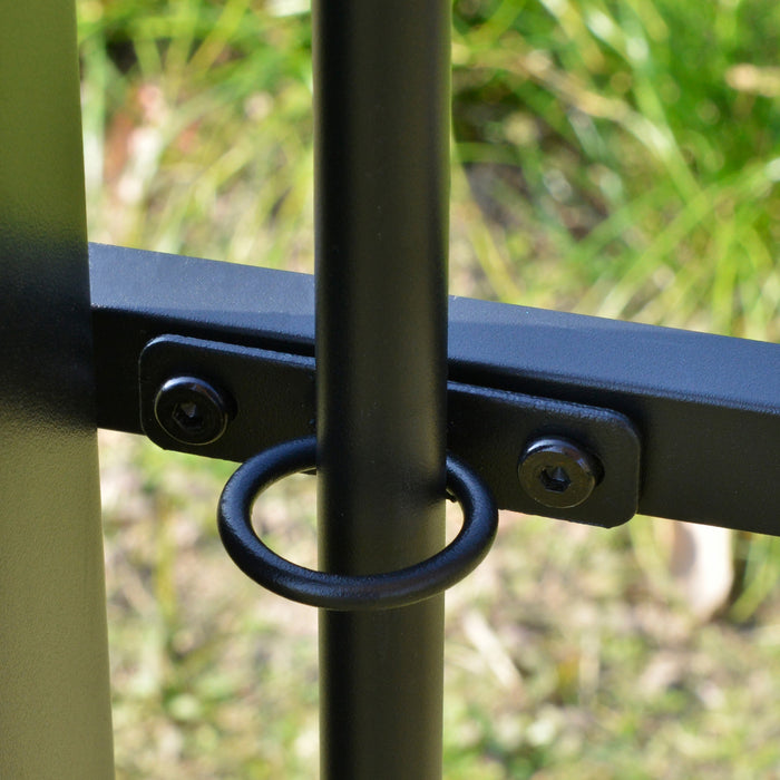 Outsunny 12' X 10' Pergola De Jardin Patio Exterieur Avec Toit Coulissant Cadre En Acier Avec Piquets Et Design Unique