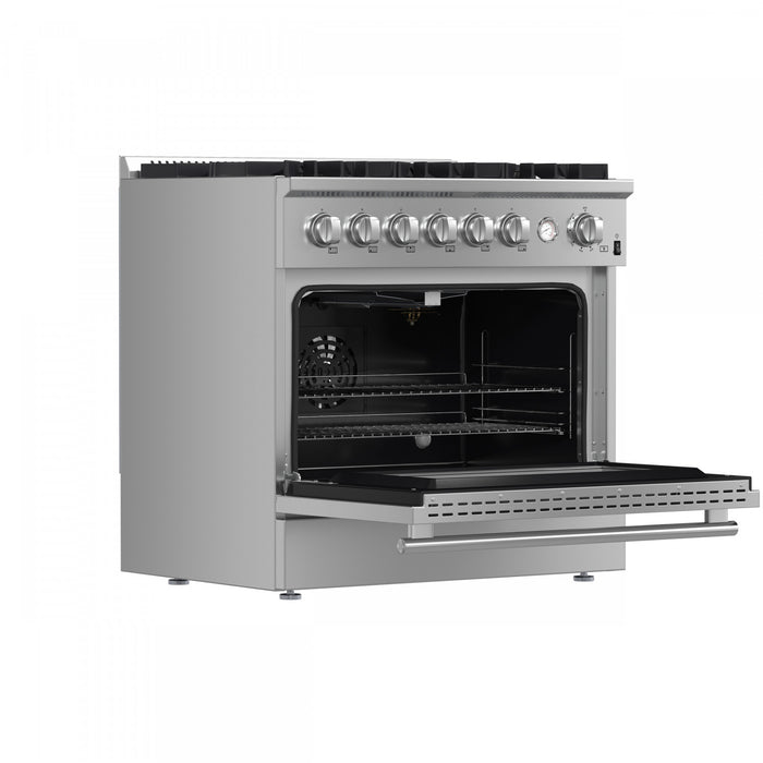 Cuisiniere a gaz Marco 36 pouces en acier inoxydable, 4,32 pi³ – FFSGS6277-36