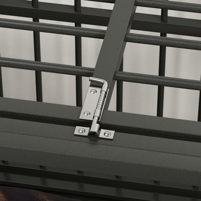 Pawhut Cage Pour Chien Robuste De 37\" Avec Roulettes Pour Chiens De Taille Moyenne Et Grande, Cage Pliable Avec Double Porte, Deux Verrous Anti-evasion, Plateau Amovible, Dessus Ouvrant, Noir