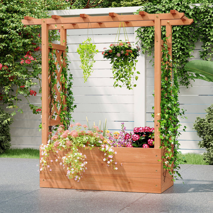 Costway 2 Pcs Lit De Jardin Eleve Avec Trellis Et Toit Suspendu Drainage Eleve Planter Boite