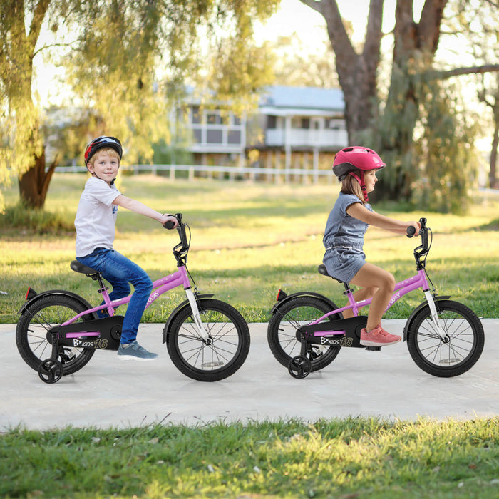 Costway 16\" Velo Pour Enfants Pour Garcons Et Filles De 4 A 7 Ans Avec Reflecteurs De Frein A Main Reglables Violet