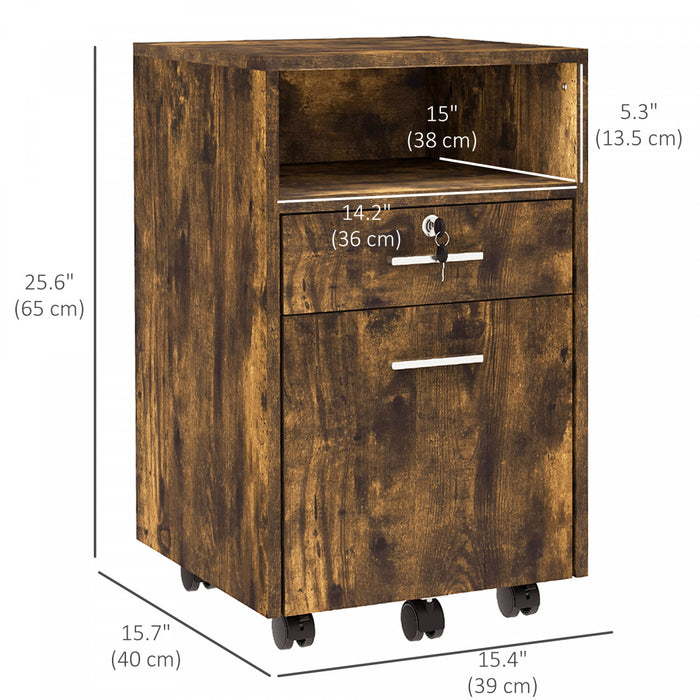 Vinsetto Classeur a 2 tiroirs avec serrure pour format lettre A4, brun