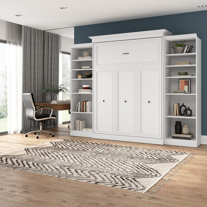 Grand lit escamotable Versatile de Bestar de 115 po (L) avec 2 organisateurs de garde-robe - blanc