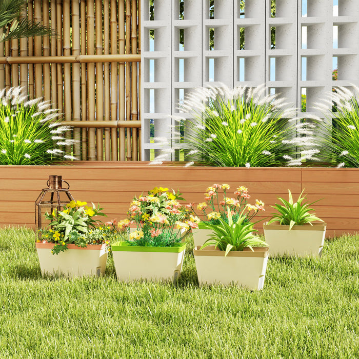 Outsunny Lot de 6 jardinieres auto-arrosantes, pots de fleurs d'exterieur