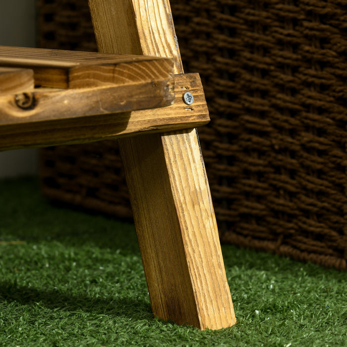 Outsunny 23,75\" L X 14,25\" L X 36,75\" H Support De Plante Pliable A 3 Niveaux En Bois Rustique Etagere A Fleurs Presentoir Maison Cour Unite De Rangement Interieur Exterieur Titulaire