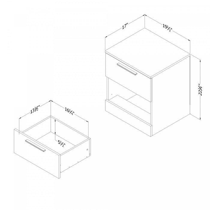  Table de nuit Step One Essential à 2 tiroirs - chêne blanchi