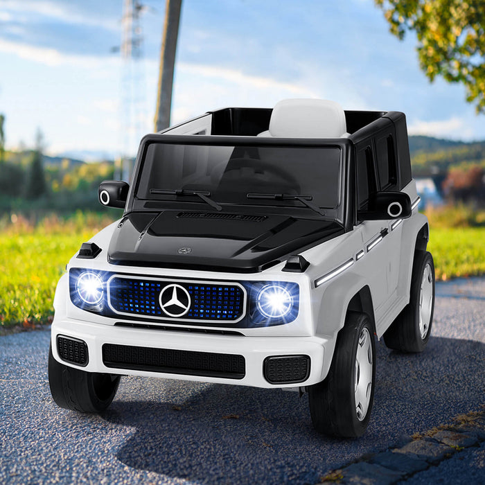 Costway License Mercedes-benz Eqg Enfants Ride On Car Avec Telecommande Batterie Detachable Blanc