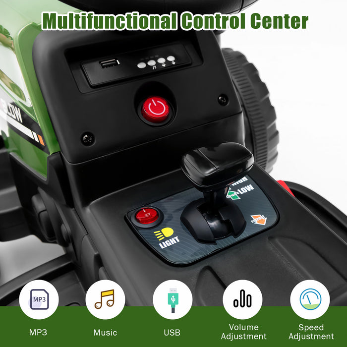 Costway Tracteur A Remorque Electrique 12v Avec Telecommande Et Lumieres Led