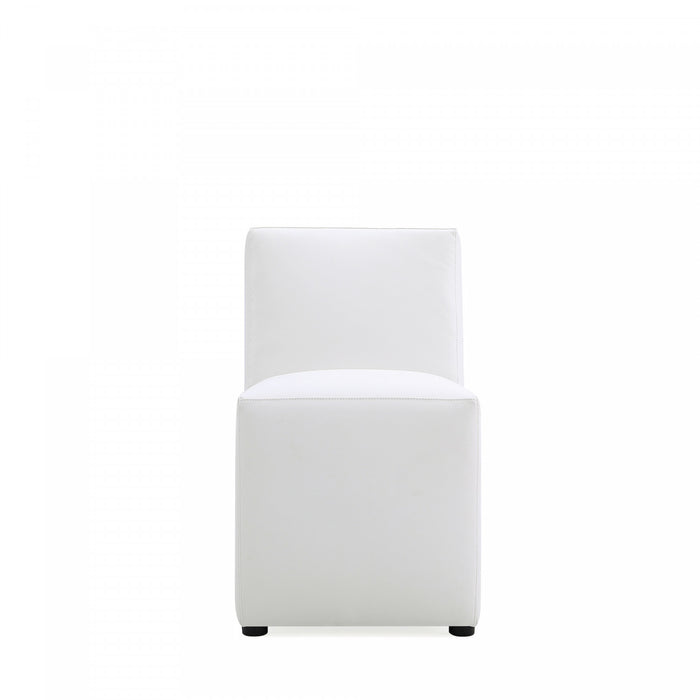 Chaise de salle a manger moderne en cuir vegetalien blanc Anna - Lot de 2