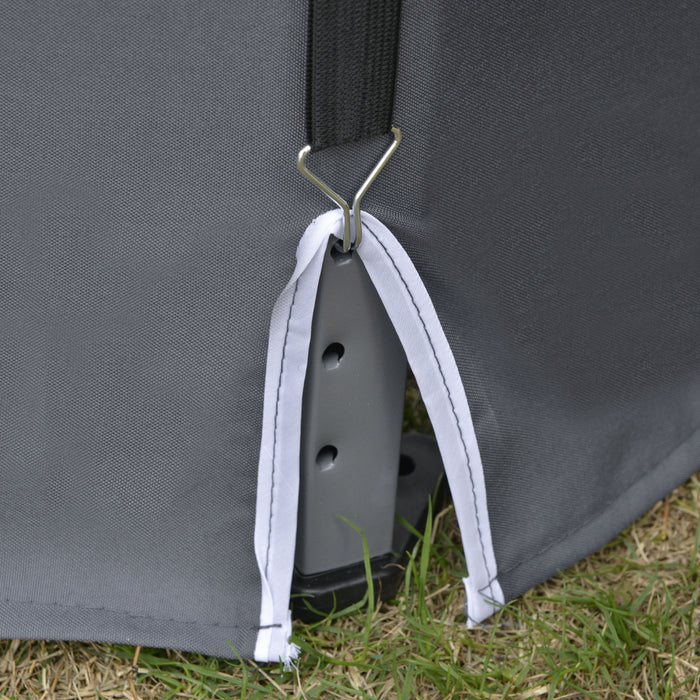 Outsunny 13' X 11' Heavy Duty Pop Up Canopy Avec Forme Hexagonale, Filet Lateral A 6 Mailles, Hauteur Reglable A 3 Niveaux Et Armature En Acier Solide, Gris
