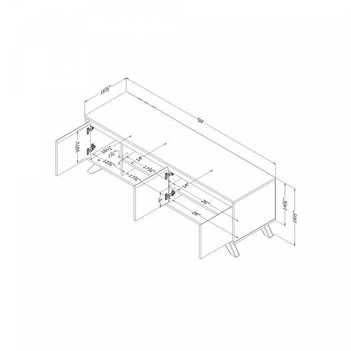 Meuble pour téléviseur Flam avec portes - noyer naturel