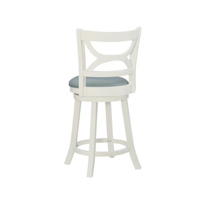 Tabouret Sawyer de hauteur comptoir en similicuir - crème et bleu
