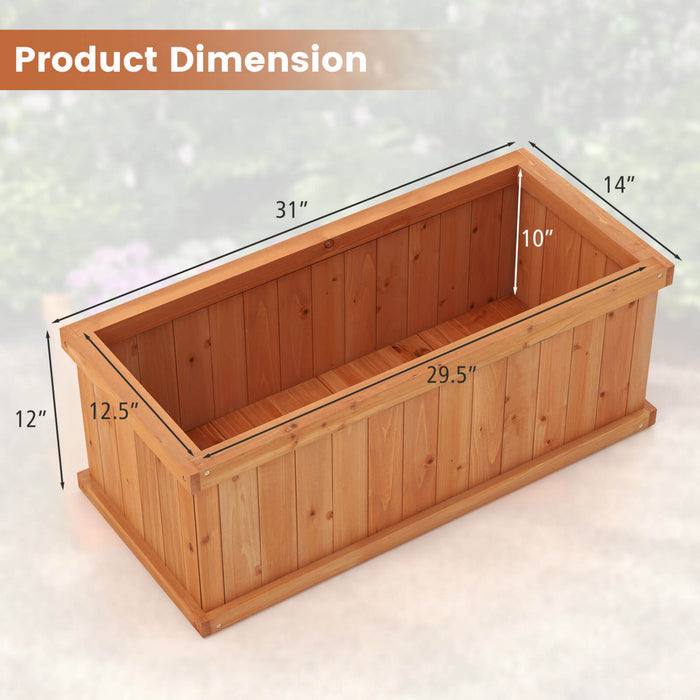 Costway Souleve Jardin Lit Sapin Bois Rectangle Planter Boite Avec Trous De Drainage Orange