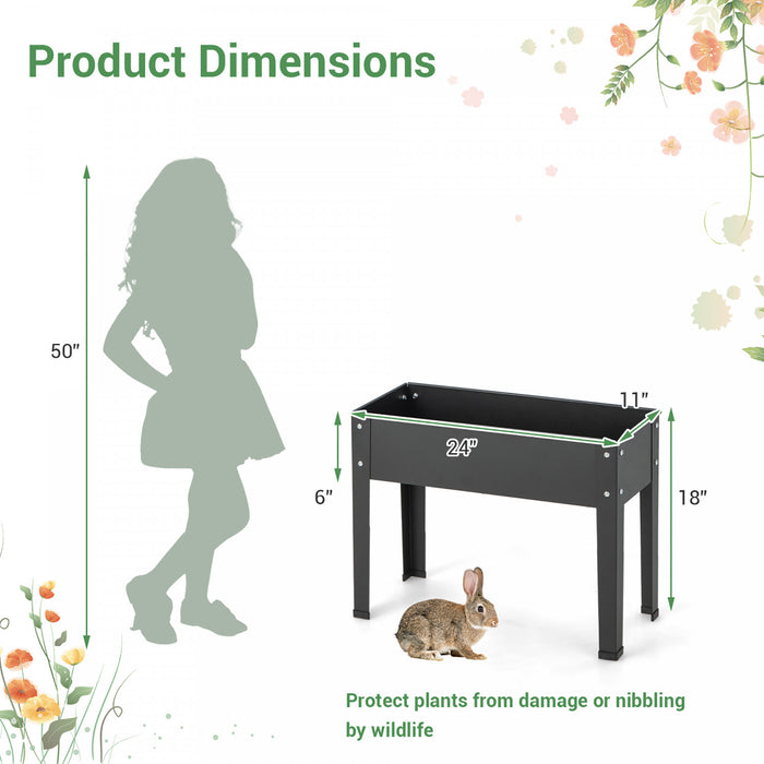 Costway 24\" Lit De Jardin Eleve Avec Les Jambes Metallique Eleve Planter Boite De Drainage Trou Arriere Cour