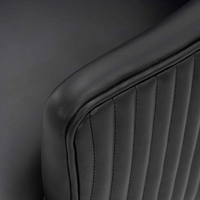 Chaise de salle a manger Raya en bois moderne et cuir vegetalien noir - Lot de 2