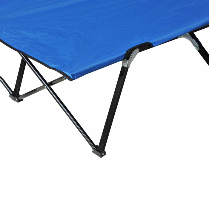 Outsunny Lit De Camping Pliant Pour Deux Personnes De 76 Po Avec Sac De Transport, Bleu