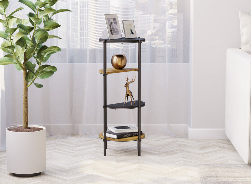 Table de bout avec étagère à 4 étages - bois recyclé brun