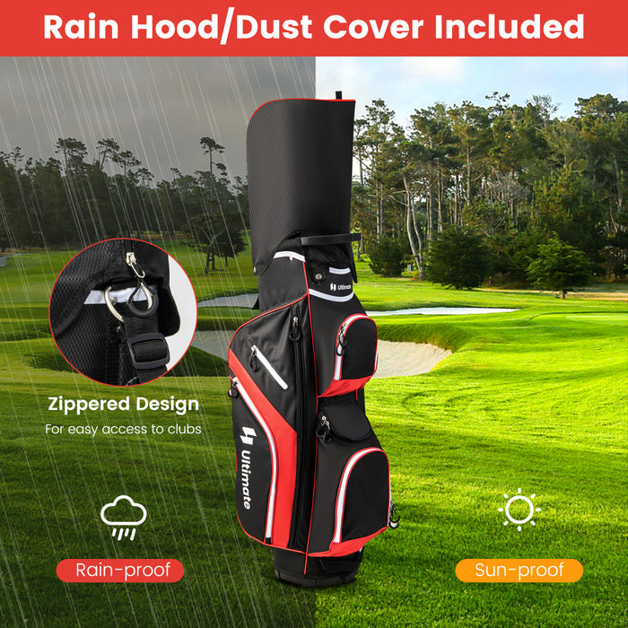 Sac De Chariot De Golf Leger Costway Avec 14 Diviseurs Superieurs De Maniere 9 Poches Sac De Refroidissement De Capuchon De Pluie