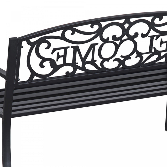 Banc De Jardin 2 Places Outsunny 50, Chaise Decorative Pour Patio, Noir