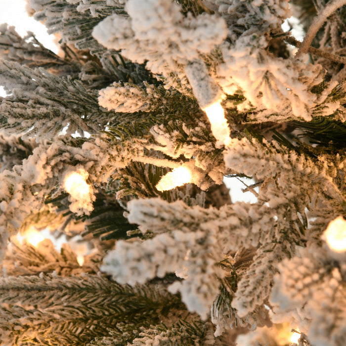 Homcom Arbre De Noel Artificiel Floque De 7 Pi Avec Lumieres Jaune