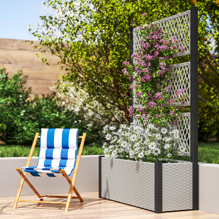 Outsunny Jardiniere avec treillis, jardiniere en osier, Gris Mixte