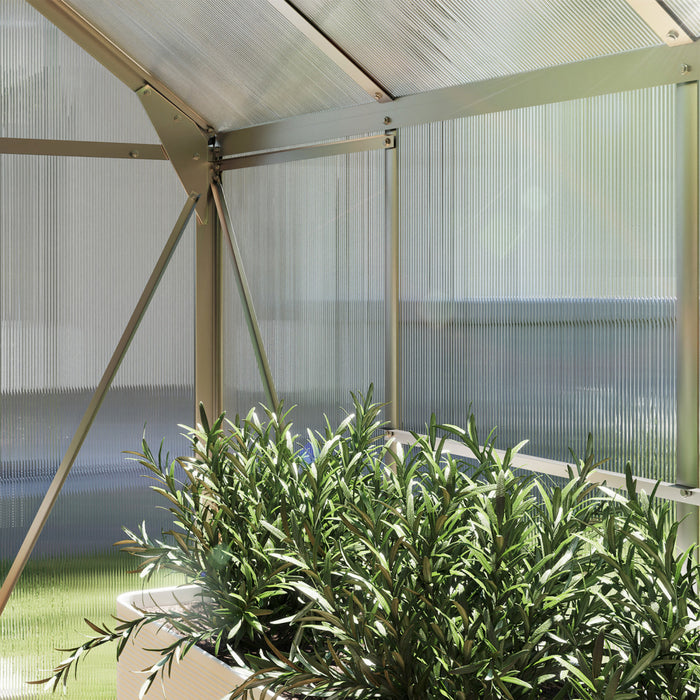 Outsunny Serre, Serre De Plain-pied Transparente Avec Porte Coulissante