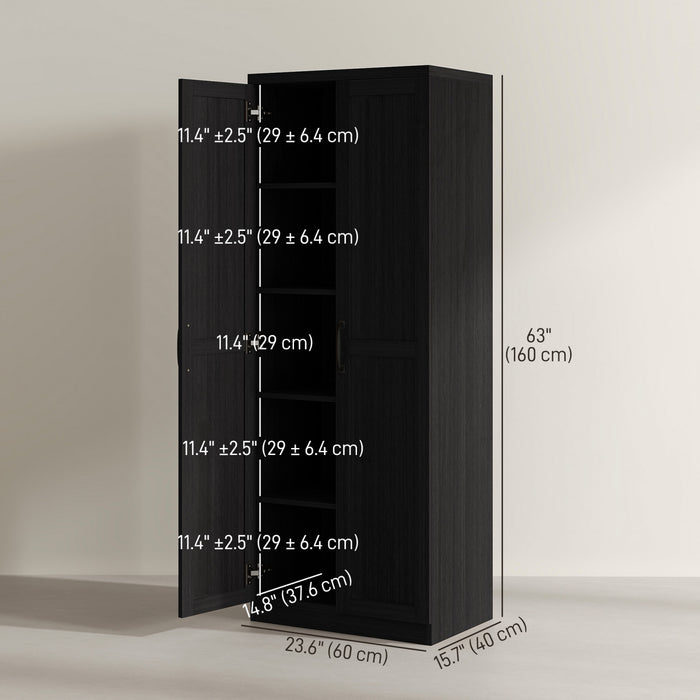 HOMCOM Armoire de rangement pour garde-manger avec portes et etageres
