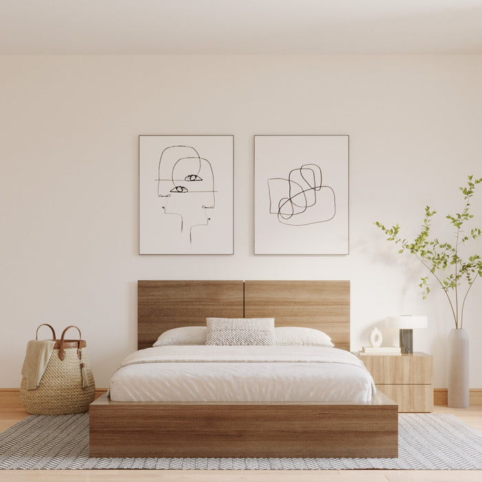 Table de nuit James Nordika à 2 tiroirs - chêne brun