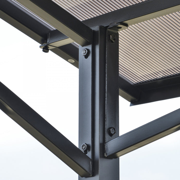 Outsunny 8' X 5' Gazebo De Grill Bbq D'exterieur Gazebo Auvent Avec Etageres Laterales Pc Toit Aluminium