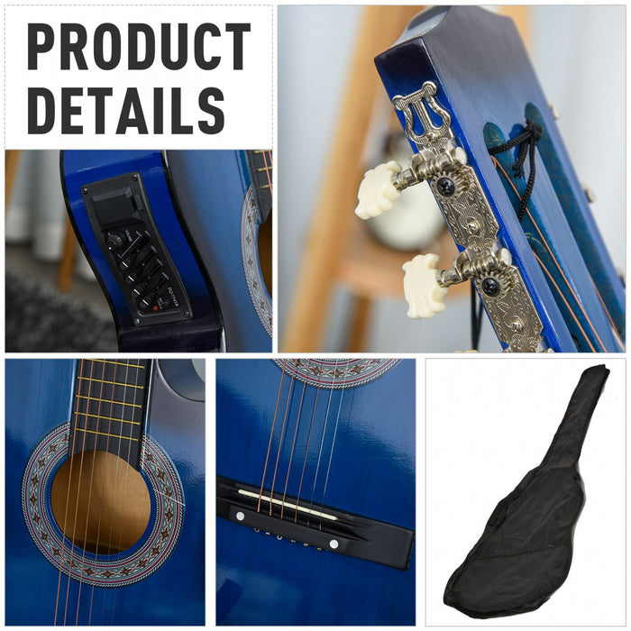 Soozier Guitare electrique acoustique 38 pouces pleine grandeur bleue, bleu