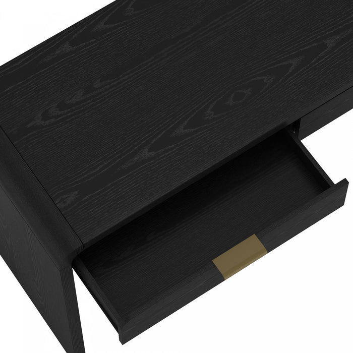 Bureau moderne Grace 54\" en noir et or (2 tiroirs)