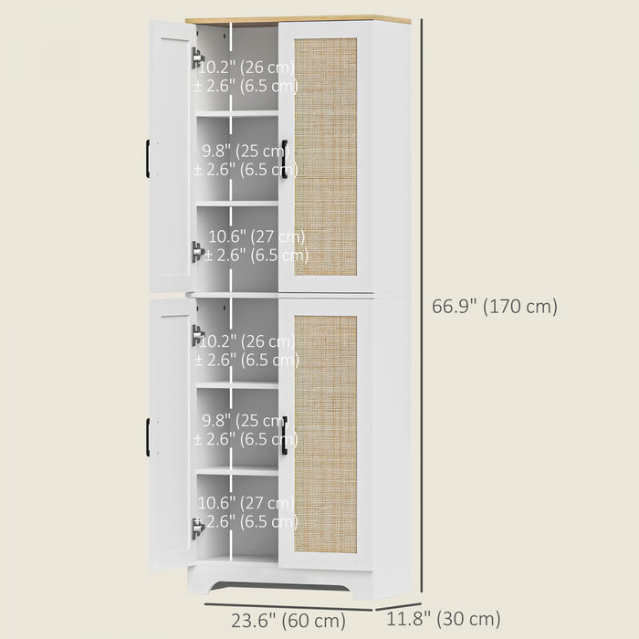 HOMCOM Garde-manger de cuisine avec 4 portes et etageres reglables, blanc