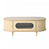 Grain 39.3 Inch Walnut Coffee Table with Roll-Up Door and Acrylic Drawer, Natural Walnut | Grain Table Basse Noyer 39.3 po avec Porte Enroulable et Tiroir Acrylique, Noyer Naturel