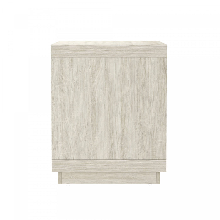Table de nuit contemporaine Navis 66 cm en chene blanchi (2 tiroirs)