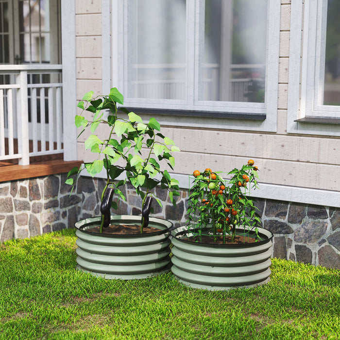 Outsunny Lot de 2 plates-bandes surelevees en acier pour jardin, vert
