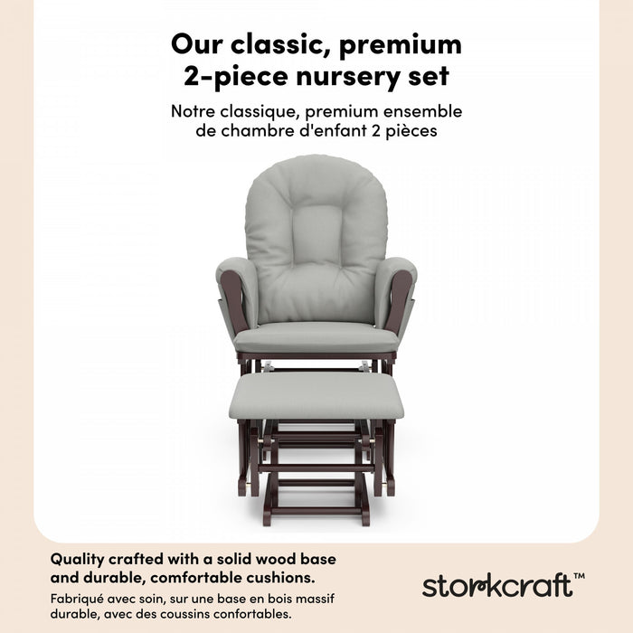 Storkcraft Hoop Fauteuil bercant et pouf - Espresso avec gris clair