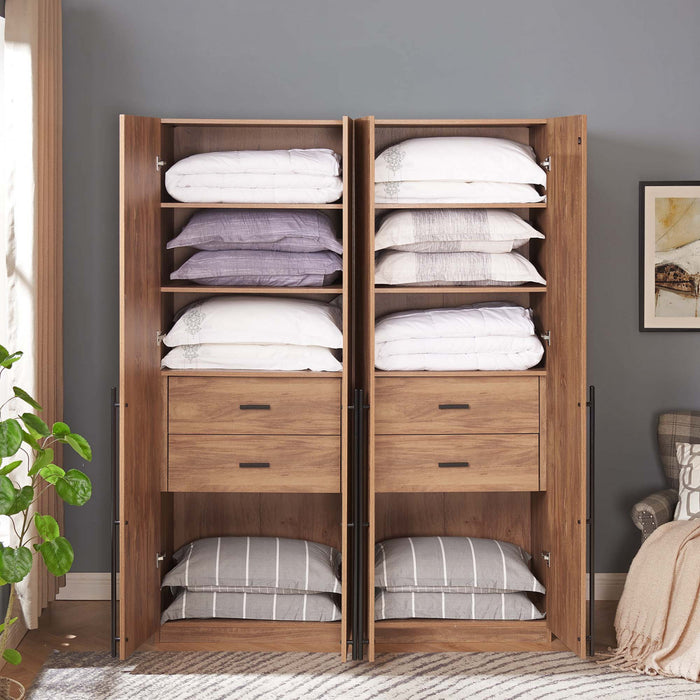 Armoire moderne Lee 32\" en brun dore - Lot de 2